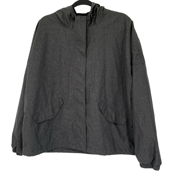 Sweaty Betty Windbreaker Jacket Womens XL Gray Oversized Full Zip Waterproof - Picture 1 of 8